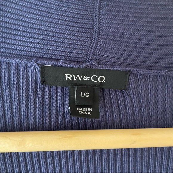 RW&CO blue long sleeve ribbed knit cardigan size:L - Picture 4 of 7